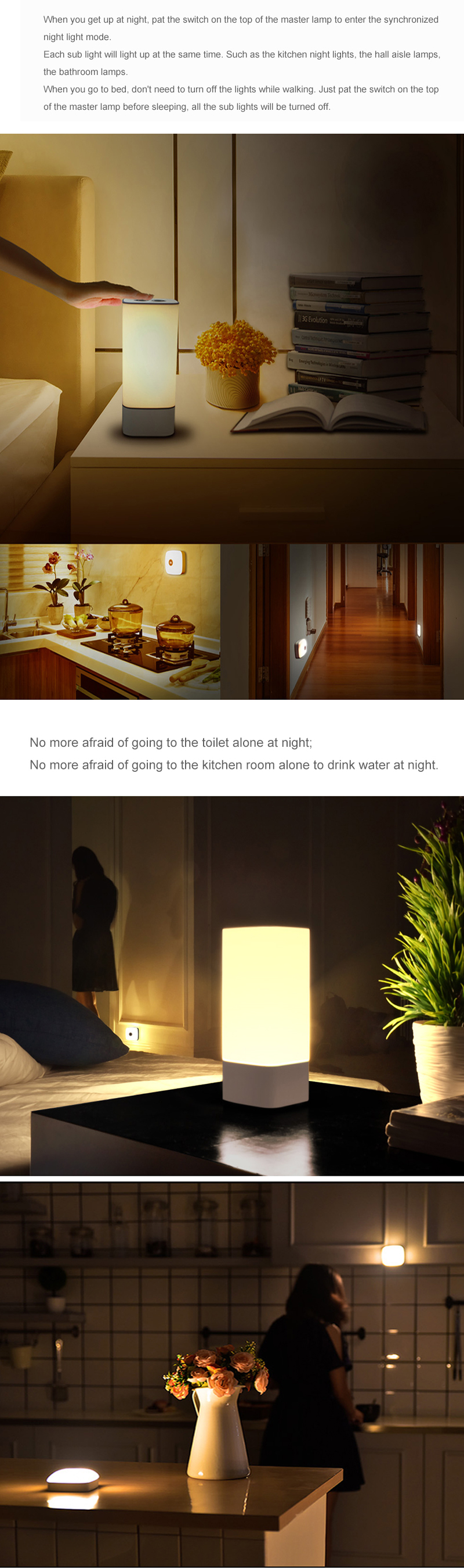 USB Charging LED Night Light Wireless RF Touch Control For Bedroom