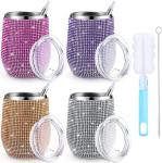 Exquisite 360ml Rhinestone Bling Tumbler Egg Shape 12 Oz Insulated Tumbler With