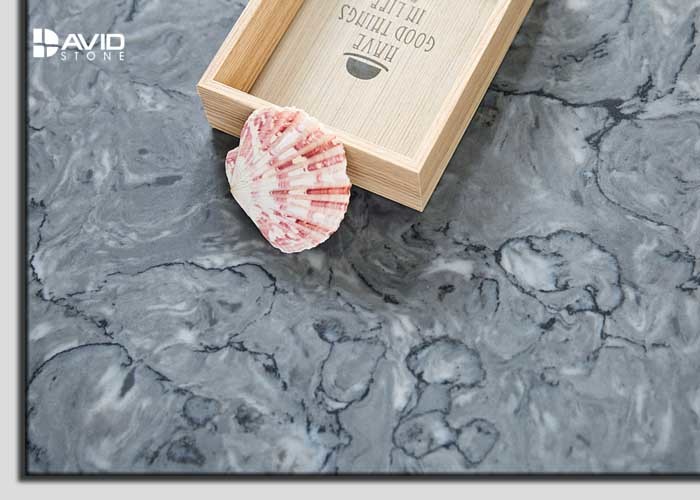 Tornado Design Grey Quartz Stone Slab Scratch Resistant 20mm / 30mm Thicknesses