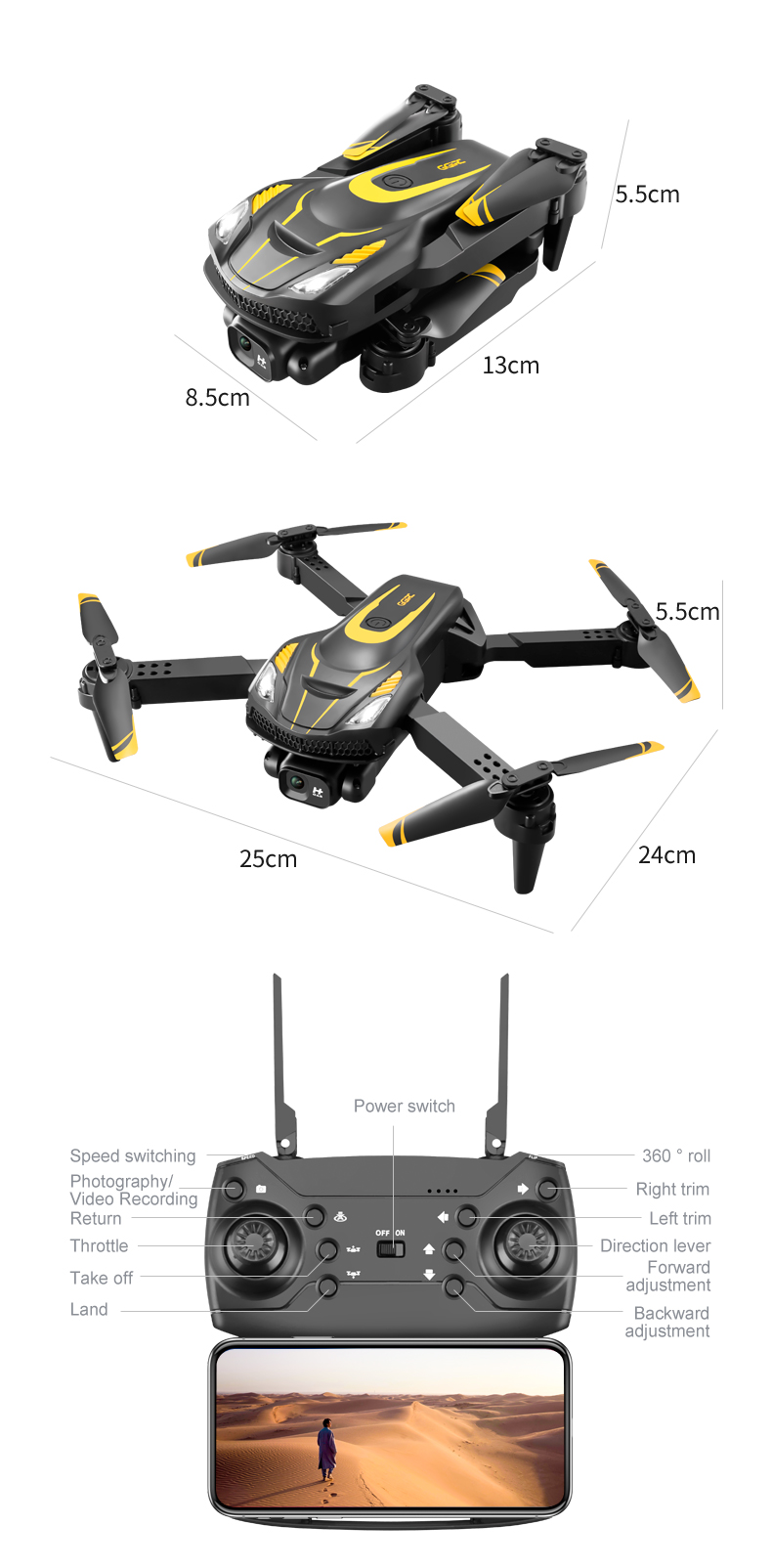 S28 Max Rc Remote Contral Dual Camera Drone With 4k Camera Fpv Drone Aircraft Toy Mini Drone 100 m Remote Control Distance