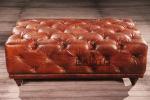 classical old style antique club rectangle leather ottoman