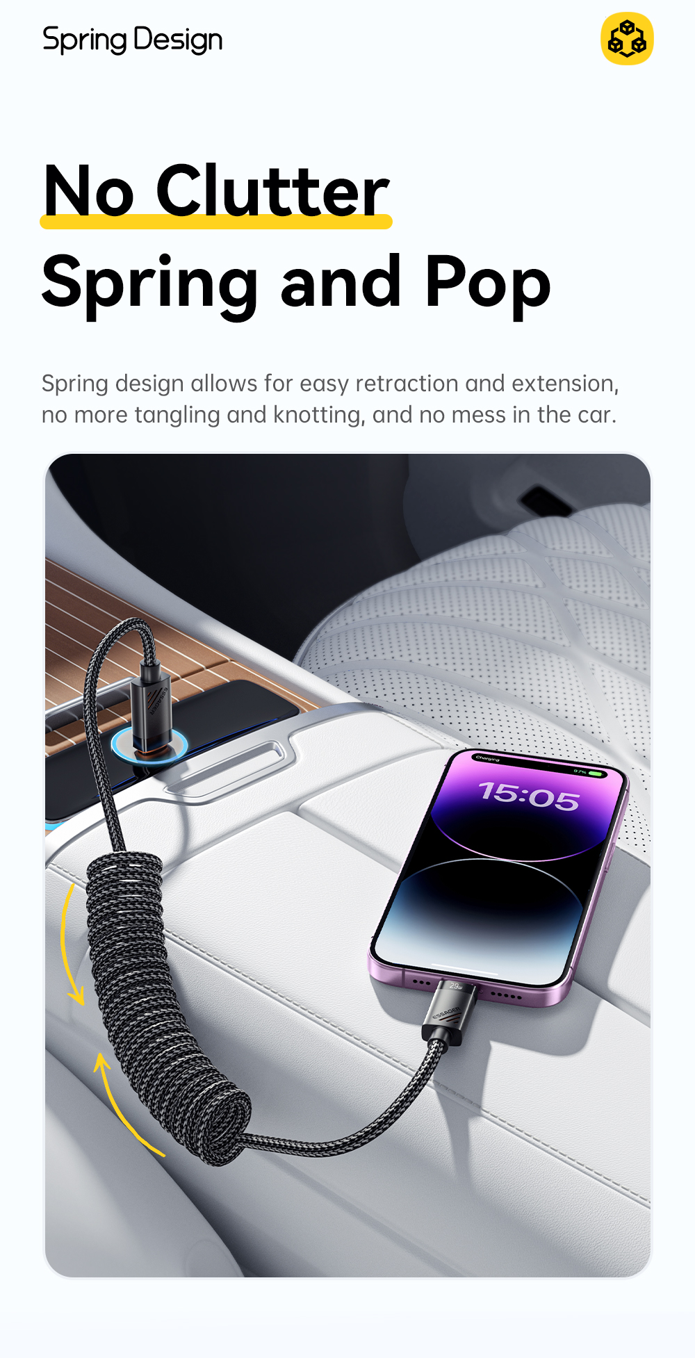 ESSAGER ES-X66 Spring Style 29W USB-C to Lighting Charging Cable Cord
