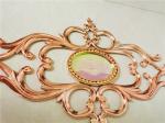Golden pink double pane glass inserts flowers decorative double glazing glass