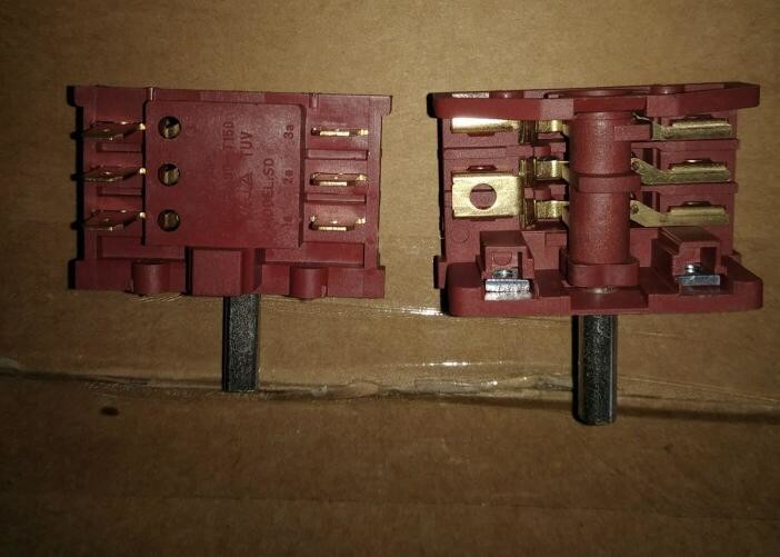 Brass Terminals Oven Rotary Switch Red PA66 Metal Pins AC2 AC3 Color Optional