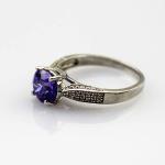 Women Jewelry 7mm Round Amethyst Cubic Zircon Sterling Silver Ring(R282)