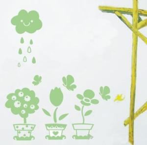 Quality Flower Pots Rain Removable PVC Wall Flower Stickers A0129 wholesale