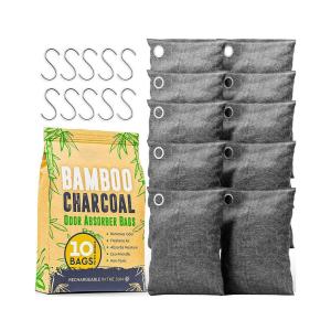 Quality OEM LOGO Activated Bamboo Charcoal Air Purifying Bag Odor Absorber 10x100g with Hooks wholesale