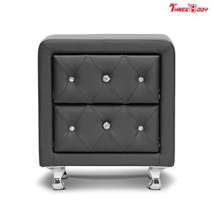 Quality Crystal Tufted Upholstered Contemporary Bedroom Furniture Faux Leather OdernNightstand wholesale
