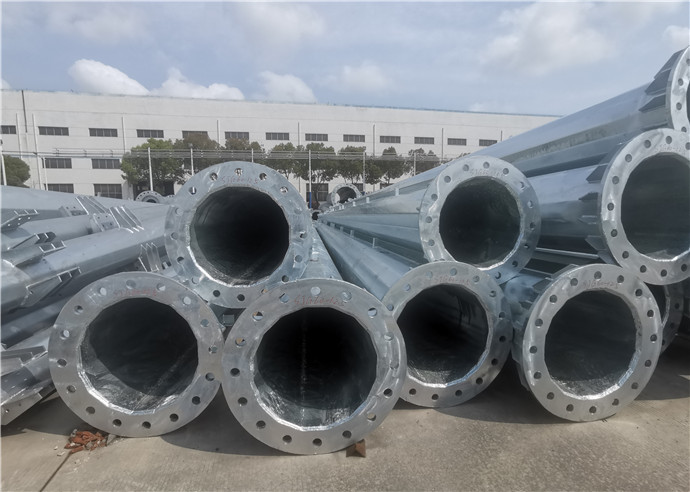 High Voltage 10KV - 220KV Electric Galvanized Steel Pole , Galvanized Light Pole
