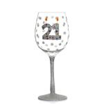 High Quality Personalized Glitter Tem Birthday Gift Red Wine Glass