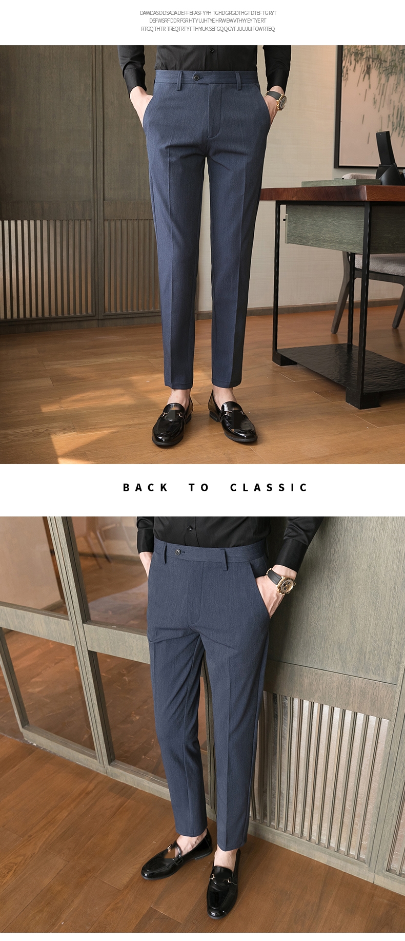 Button Decoration Winter Business Trousers for Men Quantity 200 Design Slim Fit Style
