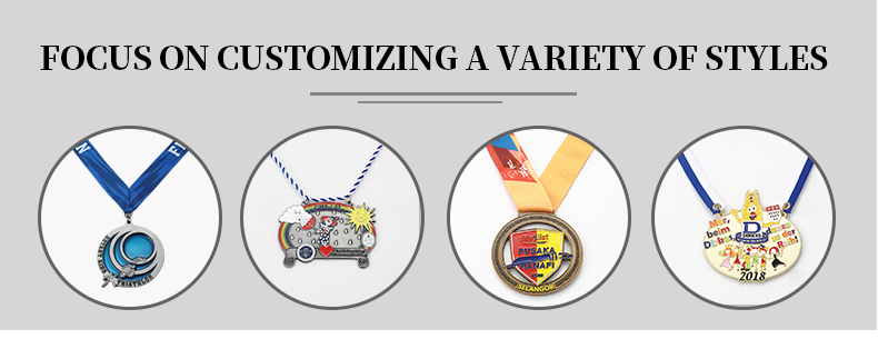 Custom Hanging Metal Sports Medal Soft Hard Enamel Carnival Medal With Ribbon