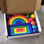 1.2in Arch Wooden Rainbow Stacker Large Natural Wood Block Set