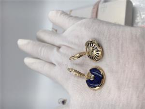 Quality Lapis Lazuli Earrings With Diamond , Handmade Small Model 18K Gold Earrings wholesale