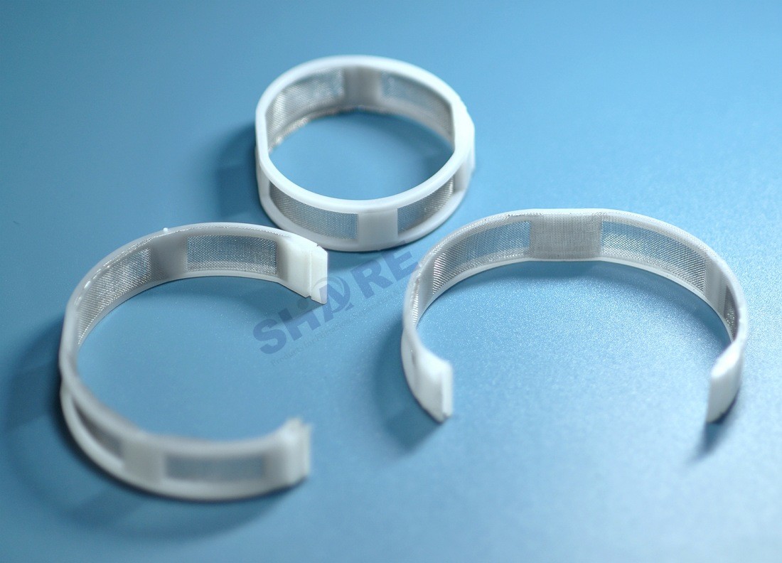 Glass Fiber Reinforced Plastic PA6.6 GF30 Clips Filter 304 Stainless Steel Mesh Insert Molded