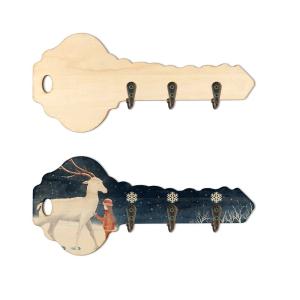Quality DIY Creative Sublimation Blank Wooden Key-Shaped Wall Hanging Holder With Hooks For Sublimation Photos Printing wholesale