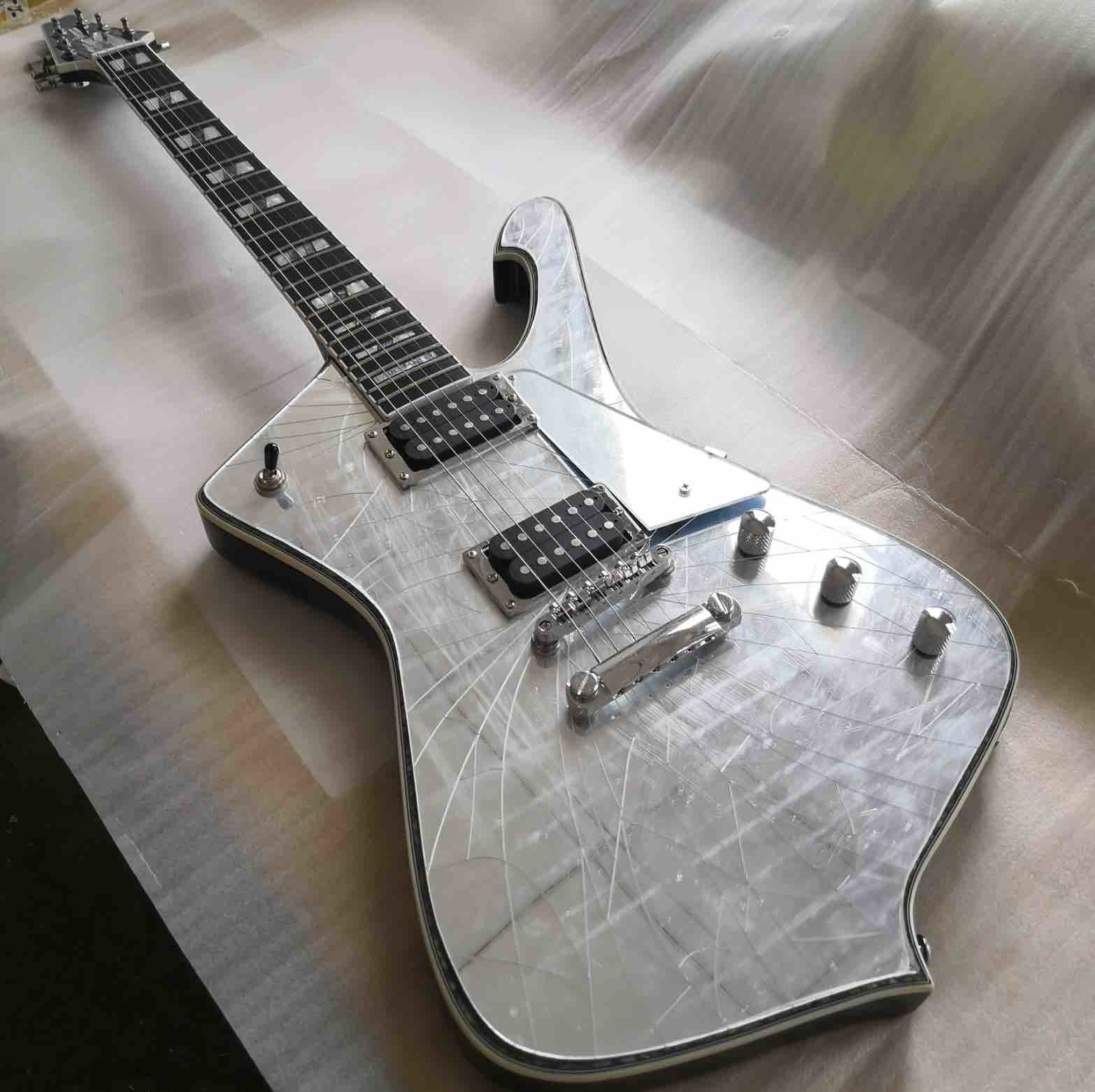 Top quality factory custom Paul stanley Mirror silver cracks electric guitar with rosewood fingerboard