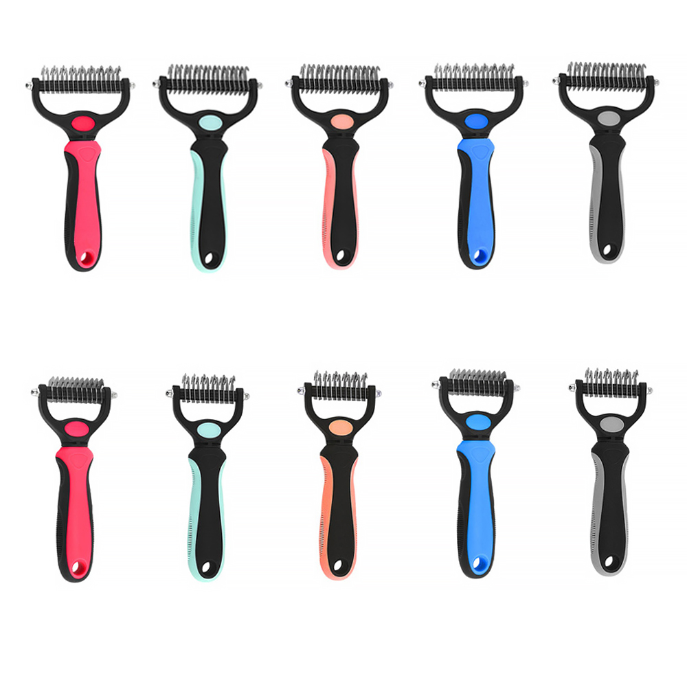 Pet Grooming Comb Portable Double Side SheddingSelf Cleaning Slicker Cat Reusable Dog