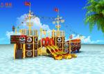 Indoor Water Park Pool Water Slide Colorful Pirate Ship Heat Resistant Material