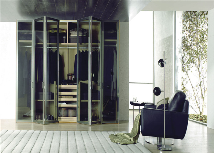 Particle Board Walk In Wardrobe Eco - Friendly With Mirror Sliding Door