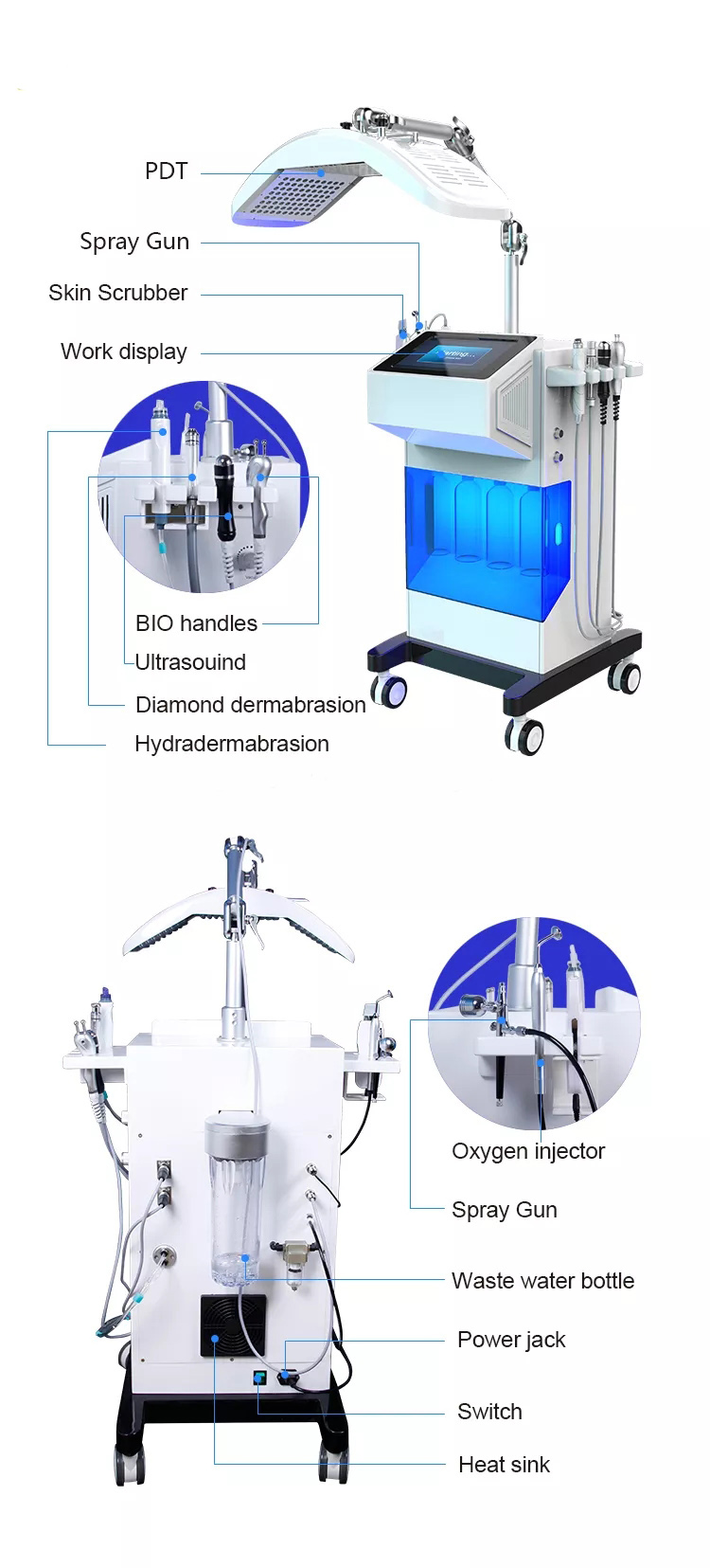 8 In 1 Multifunction Facial Beauty Machine Hydro Dermabrasion Microdermabrasion Skin Care