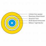 600um 900um G652D Armored Simplex Indoor Fiber Cable