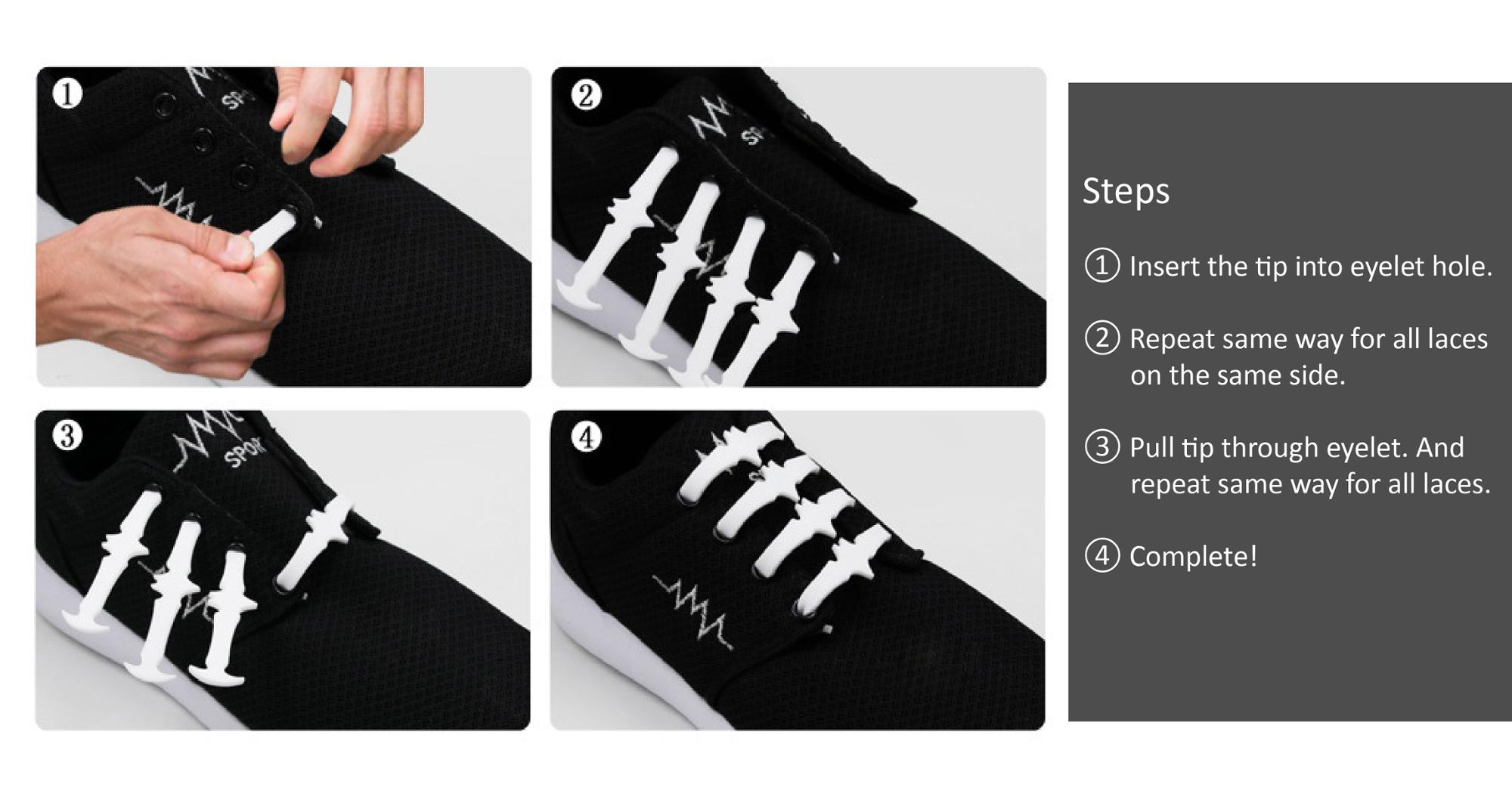 Easy To Handle Silicone Gifts Shoelaces No Tie Flat Custom Printed Logo