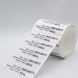 Quality 85um 2mil Tamper Proof Security Stickers White Gloss Semi Transfer Low Residue wholesale
