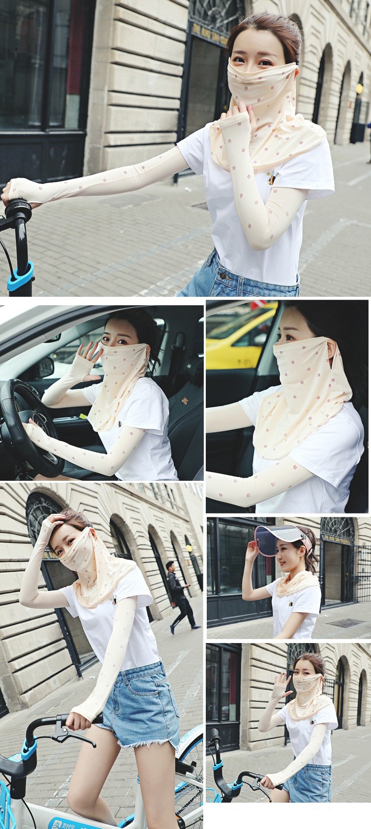 Women's Neck Protection Cloth Face Mask Reuseable For Riding / Decorating