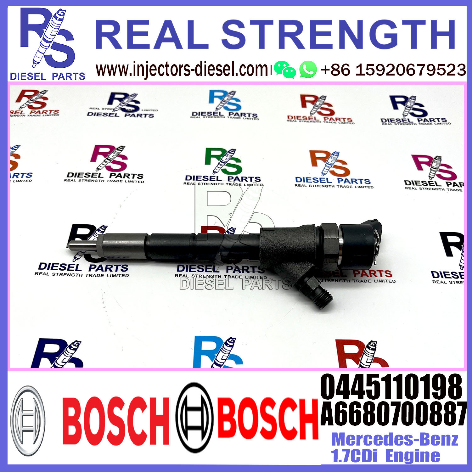 Diesel Fuel Common Rail Injector 0445110198 A6680700887 A66807008870080 0445110197 For Mercedes-Benz 1.7CDi Engine