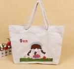 Beach Travel Sholder Bag ,Rope Handle Canvas Shopping Tote Bag With Cartoon Girl