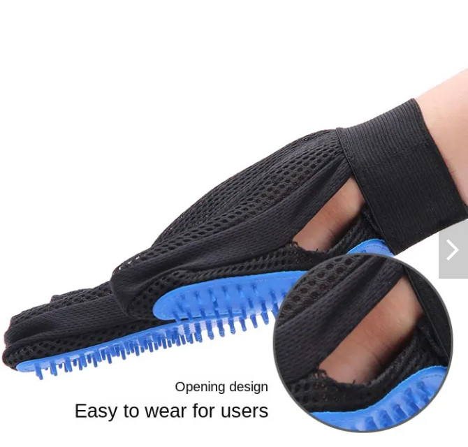 Blue TPR Silicone Pet Grooming Brush Gloves 18*24CM