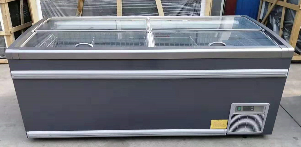 Hot Sale Supermarket Refrigeration Aht type Glass Island Icecream Freezer with certificate