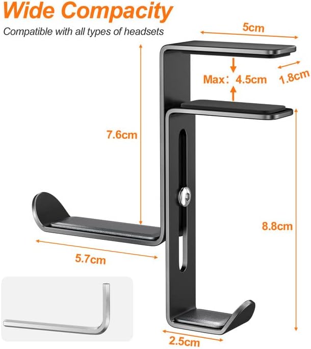 Powder Coated Multifunctional Headphone Stand with Custom Logo and Adjustable Stand