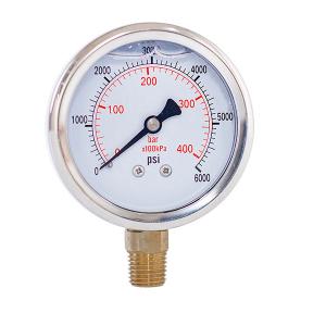 Quality 1/4'' BSPT Connection 2.5in Glycerine Pressure Gauges 6000 Psi 63mm wholesale