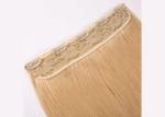 Yellow Clip In Natural Hair Extensions , Straight Full Head Clip In Hair