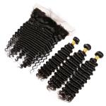 Double Layers Deep Wave Virgin Human Hair Bundles With Single Drawn Hair End