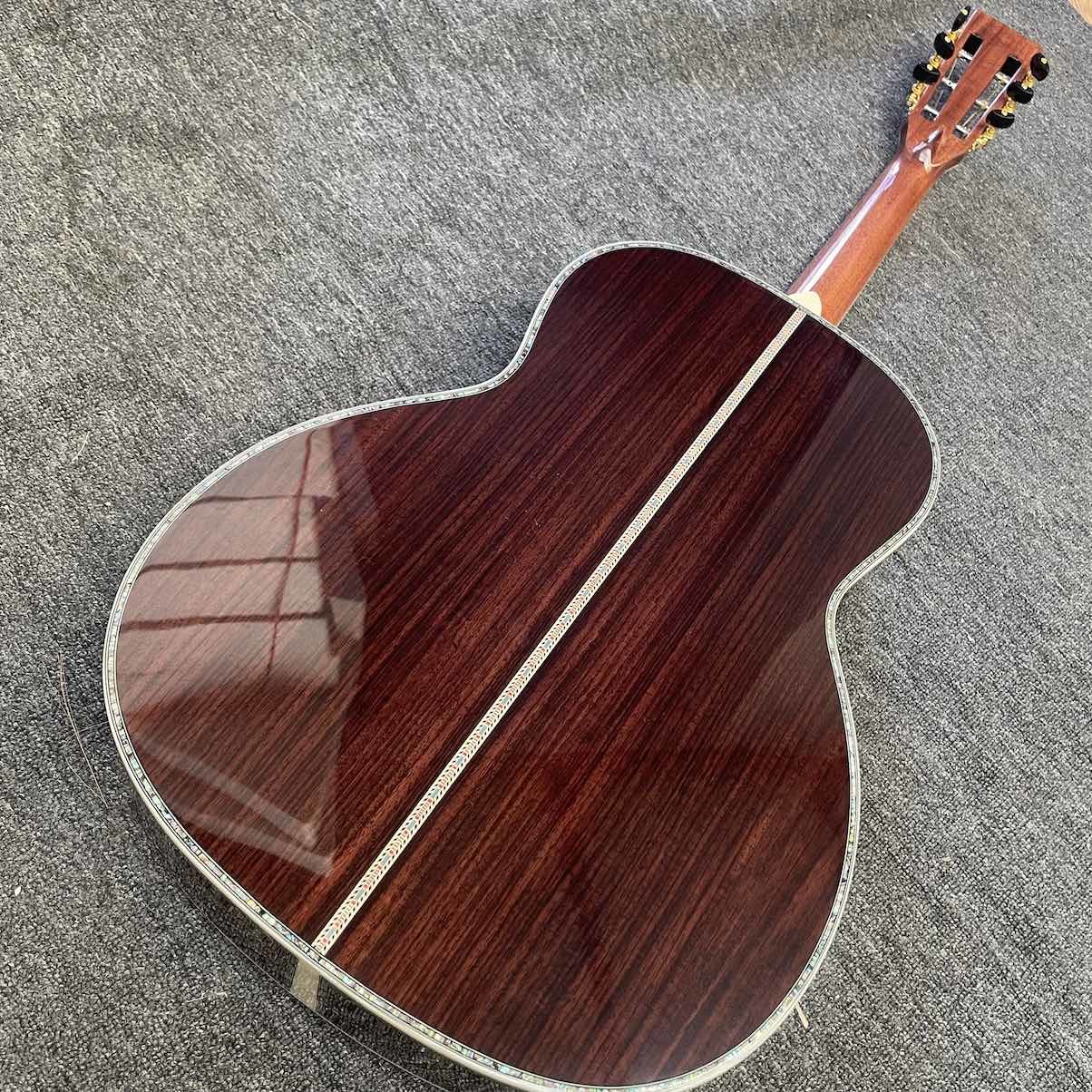 Custom OOO-45 AAAAA 5A Solid Wood Martin Style Cutaway Acoustic Guitar with Ebony Fingerboard 12 Frets 43mm Width Nut, Accept Guitar OEM