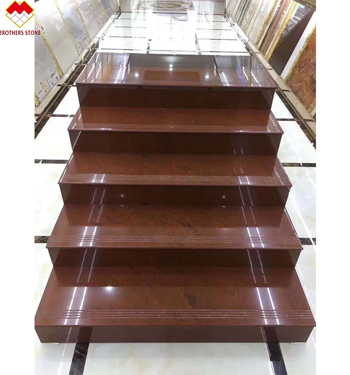 Modern Design Glazed Polished Porcelain Stair Tiles Prices Stone Imitation Texture