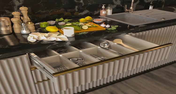 Multi-capacity Kitchen Pantry Cabinet with Easy-to-Clean Lacquer Finish CAD/3D Freely