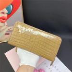 Authentic Genuine Crocodile Skin Women Long Card Pure Lady Colorful Glossy