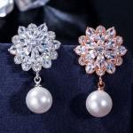 CZ earrings Brass setting zircon stud earrings hip hop bling blilng jewelry
