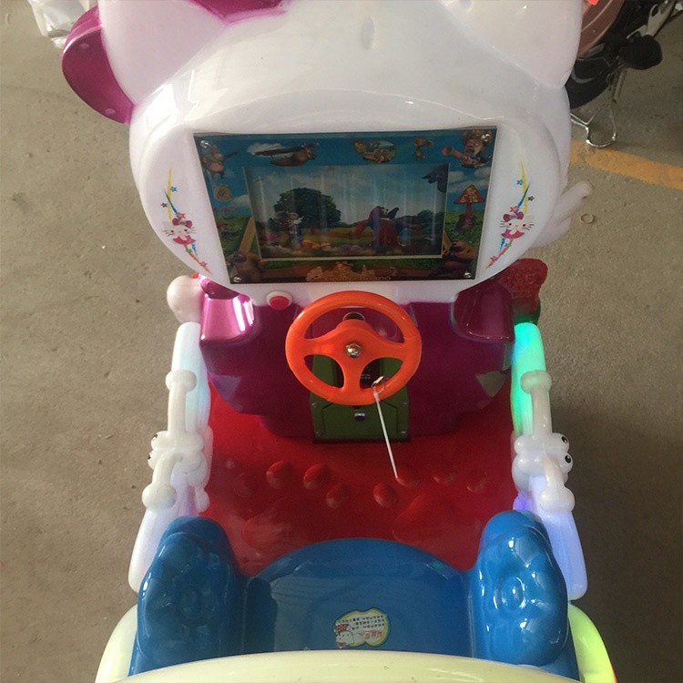 Hello Kitty Cat Shape Kiddie Ride Machines / Kids Amusement Rides