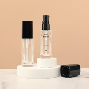 Quality Square Liquid Foundation Bottles Cosmetic Packaging Glass Cream Lotion Bottle wholesale