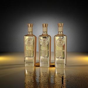 Quality Electroplating Decorated Embossed 750ml premium whiskey bottle wholesale