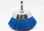 75 MM OD Mounted Blue Nylon Cup Brush , Abrasive Cup Brush For Remove Paints