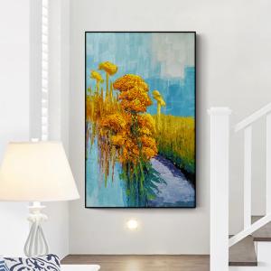 Quality Hand Painted Oil Canvas Painting Golden Flowers Modern Colorful Decoration Wall Hanging for Living Room Home Decor wholesale