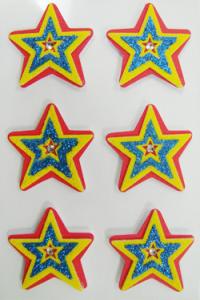 Quality PET Fuzzy Small Star Stickers Custom Cartoon Decor For Wall 80mm X 120 Mm wholesale