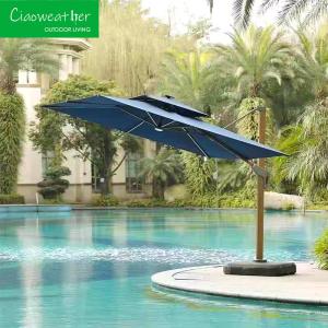 Quality Outdoor Furniture Aluminum Frame Waterproof Cantilever Garden Beach Patio Sun Parasol for Restaurant Seating wholesale
