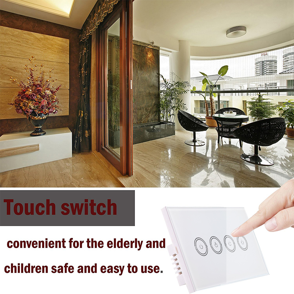 US Touch WIFI Smart Wall Light Switch 120 * 72 * 34mm Compatible With Alexa And Google